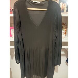 Dex Black Pleated Midi Dress